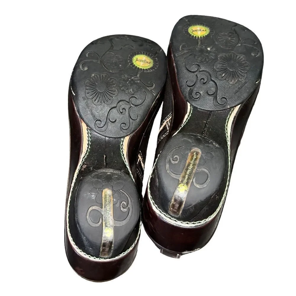 Jambu‎ brown leather block heel and side zip booties women's size 7.5